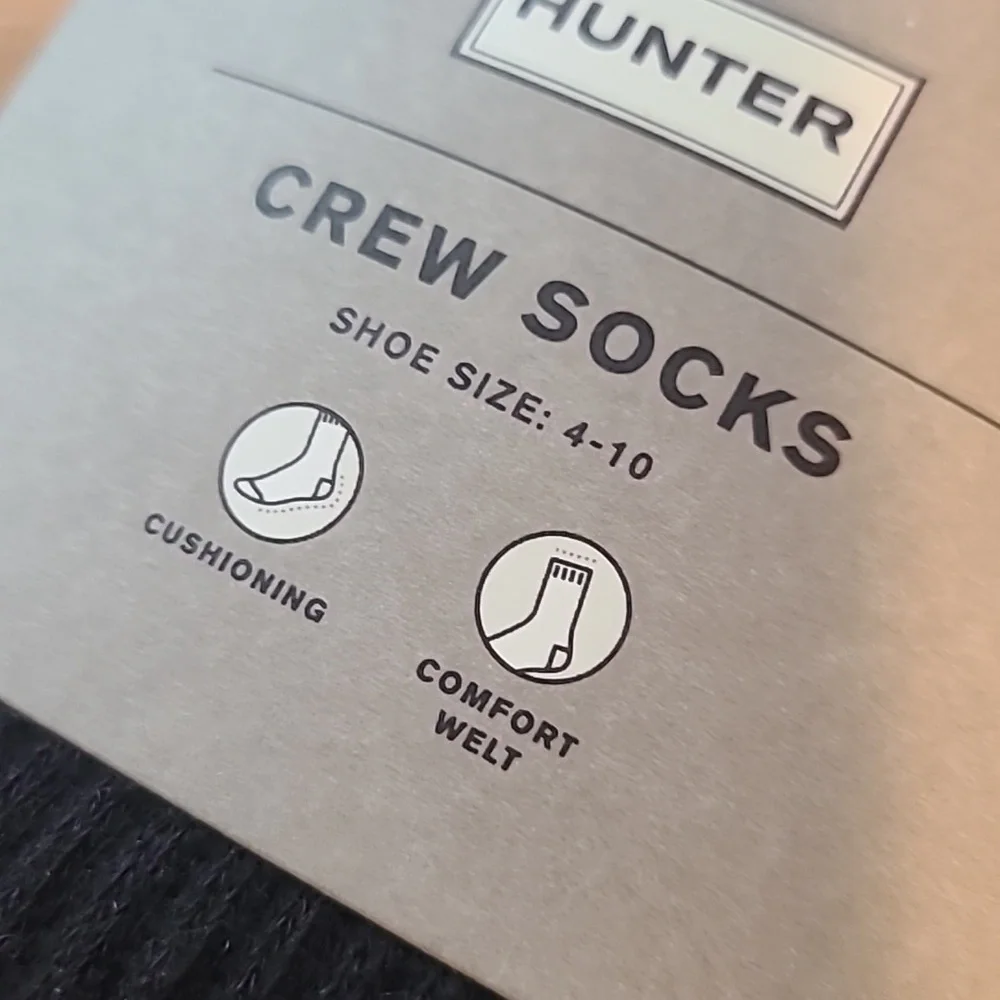 Hunter Black Crew Socks with Red Stripes